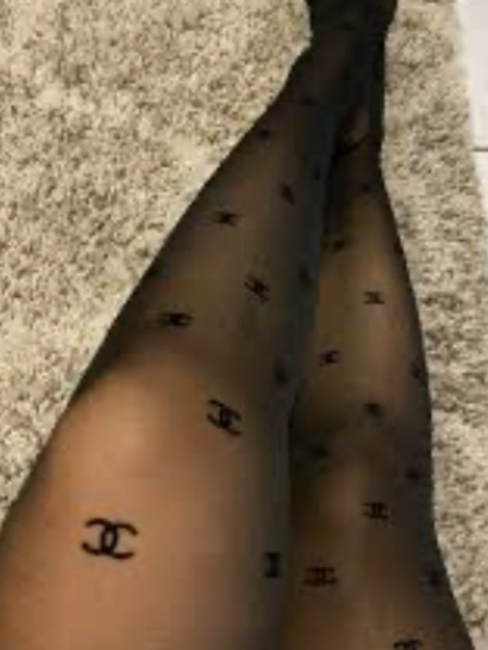 Chanel CC Tights - Black Hosiery- Size Large